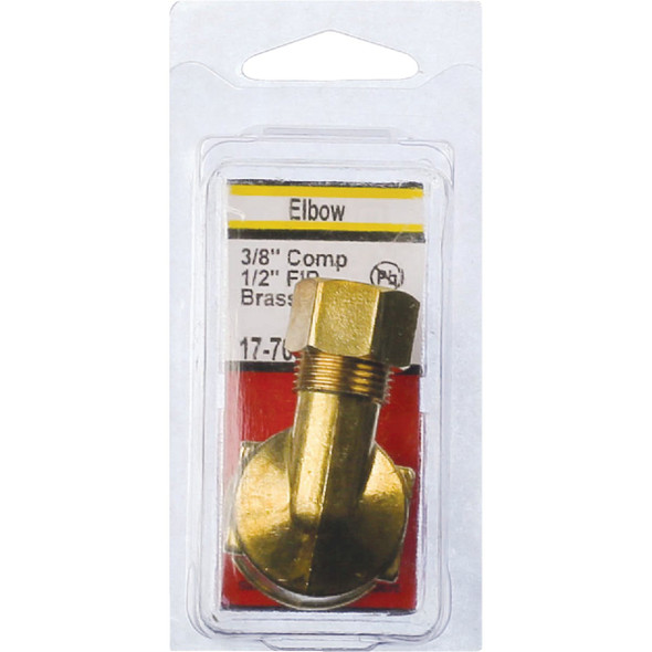 Lasco 3/8 In. C x 1/2 In. FPT 90 Deg. Compression Brass Elbow (1/4 Bend) Lasco 3/8 In. C x 1/2 In. FPT 90 Deg. Compression Brass Elbow (1/4 Bend)