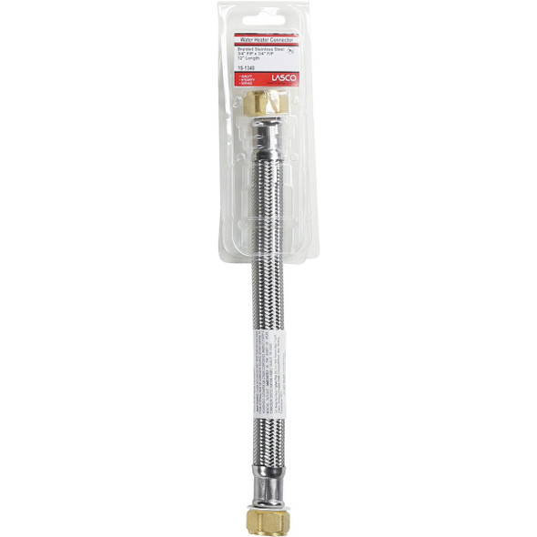 Lasco 3-4 In. FIP X 3-4 In. FIP X 12 In. L Water Heater Connector 10-1340 400037