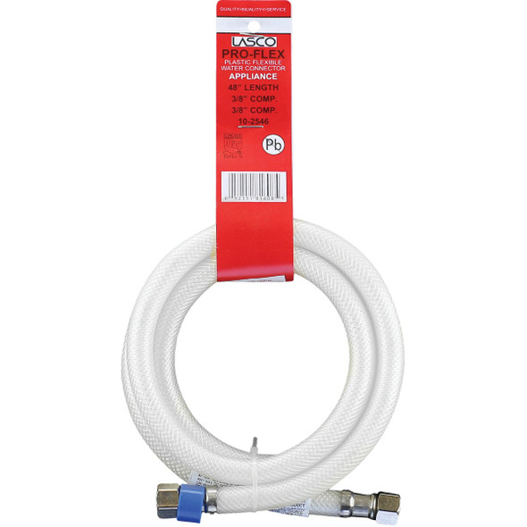 Lasco 3/8 In. C x 3/8 In. C x 48 In. L Braided Poly Vinyl Appliance Water Connector Lasco 3/8 In. C x 3/8 In. C x 48 In. L Braided Poly Vinyl Appliance Water Connector