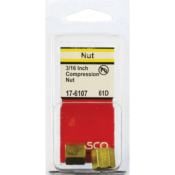 Lasco 3-16 In. Brass Compression Nut (2-Pack) 17-6107 402650