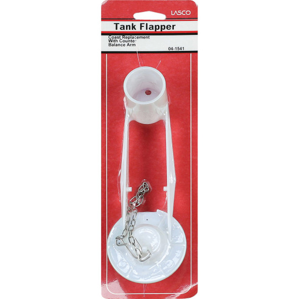 Lasco Coast White Plastic Counter Balanced Flapper with Stainless Steel Chain 04-1541 402477