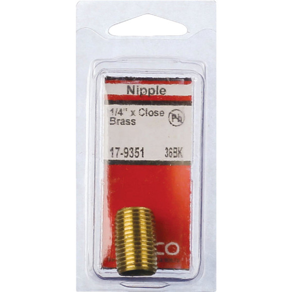 Lasco 1/4 In. x Close Brass Nipple Lasco 1/4 In. x Close Brass Nipple