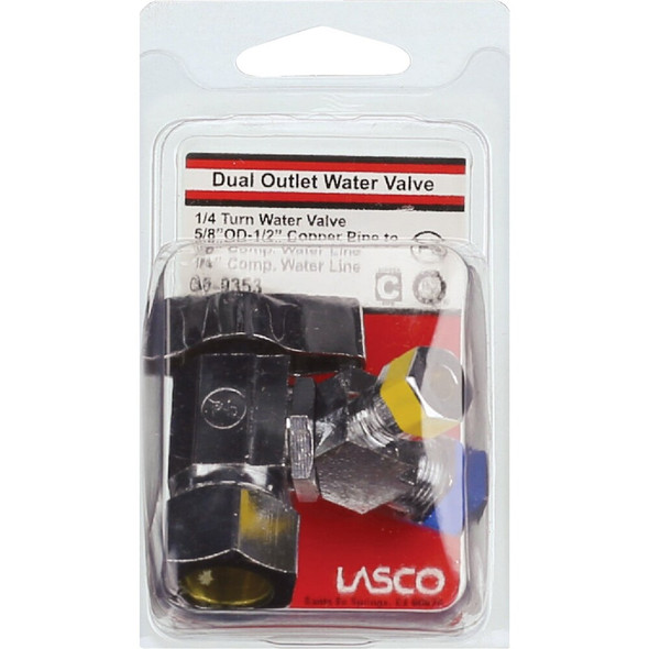 Lasco 5-8 In. C Inletx3-8 In. C Outletx1-4 In. C Outlet 1-4 Turn Angle Valve 06-9353 402631