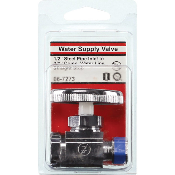 Lasco 1-2 In. FIP Inlet x 3-8 In. Compression Outlet Brass Straight Stop Valve 06-7273 402542