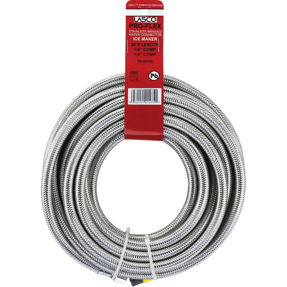 Lasco 1-4 In. x 1-4 In. x 20 Ft. Length Braided Supply Ice Maker Connector Hose 10-0958 402768
