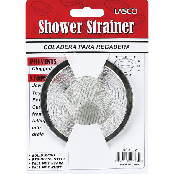 Lasco 3-5-8 In. Stainless Steel Mesh Shower Drain Strainer with Chrome Rim 03-1382 403972