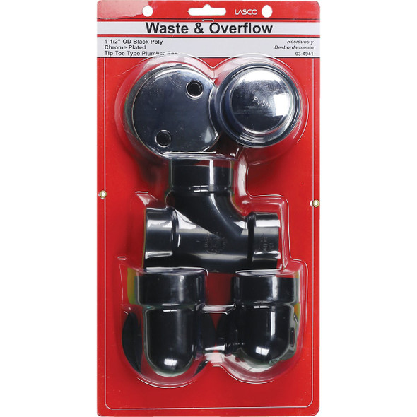 Lasco ABS Bath Drain with Polished Chrome Trim and Waste & Overflow 03-4941 404040