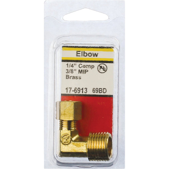 Lasco 1-4 In. C x 3-8 In. MPT 90 Deg. Compression Brass Elbow (1-4 Bend) 17-6913 402952