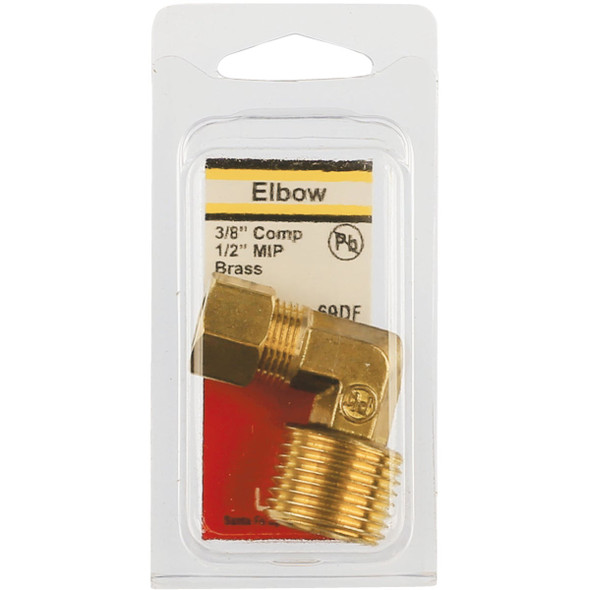 Lasco 3/8 In. C x 1/2 In. MPT 90 Deg. Compression Brass Elbow (1/4 Bend) Lasco 3/8 In. C x 1/2 In. MPT 90 Deg. Compression Brass Elbow (1/4 Bend)
