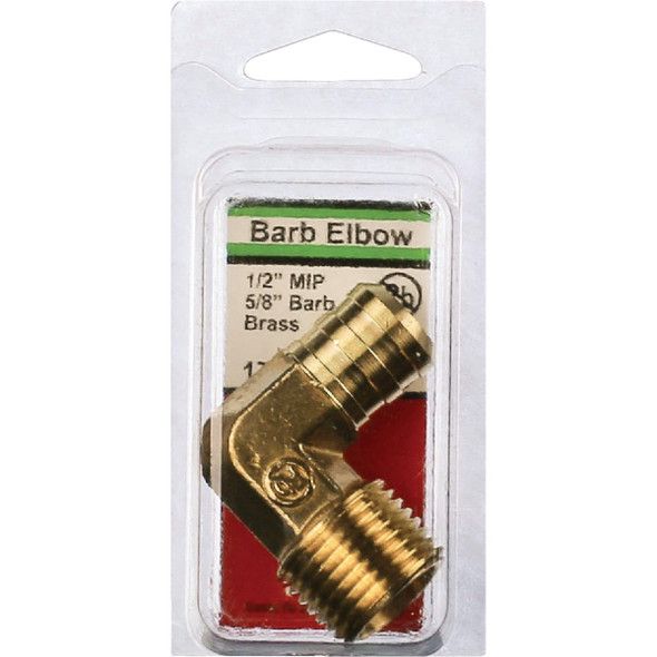 Lasco 1-2 In. MPT x 5-8 In. Hose Barbed 90 Deg. Brass Elbow (1-4 Bend) 17-7917 402579