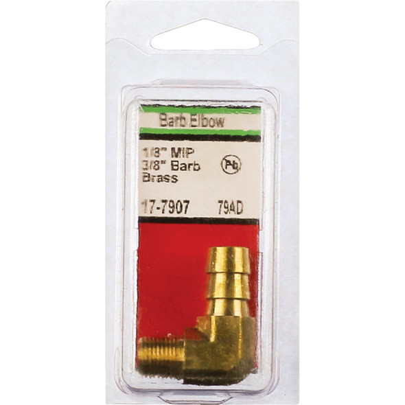 Lasco 1-8 In. MPT x 3-8 In. Hose Barbed 90 Deg. Brass Elbow (1-4 Bend) 17-7907 402555