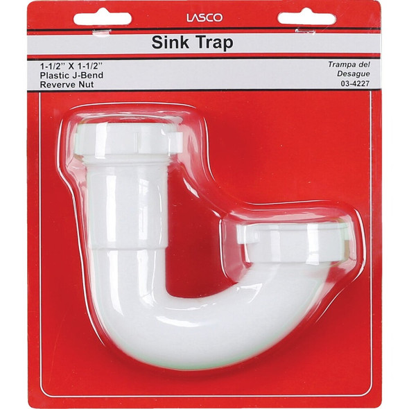 Lasco 1-1-2 In. White Plastic J-Bend with Reverse Nut 03-4227 403813