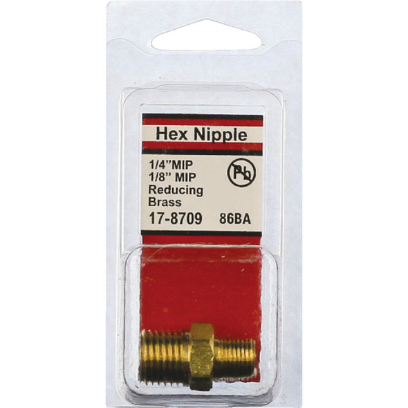 Lasco 1-4 In. MPT x 1-8 In. MPT Brass Hex Nipple 17-8709 402662