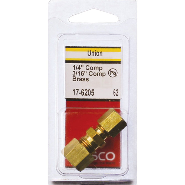 Lasco 1/4 In. x 3/16 In. Brass Reducing Compression Union Lasco 1/4 In. x 3/16 In. Brass Reducing Compression Union