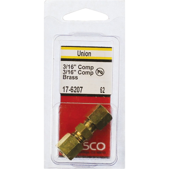 Lasco 3-16 In. x 3-16 In. Brass Compression Union 17-6207 402722