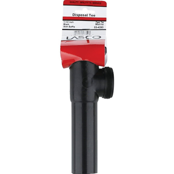 Lasco 1-1-2 In. OD x 7 In. Black Plastic End Outlet Tee 03-4283 403875