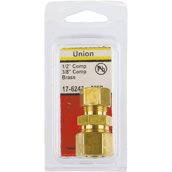 Lasco 1-2 In. x 3-8 In. Brass Reducing Compression Union 17-6247 402746