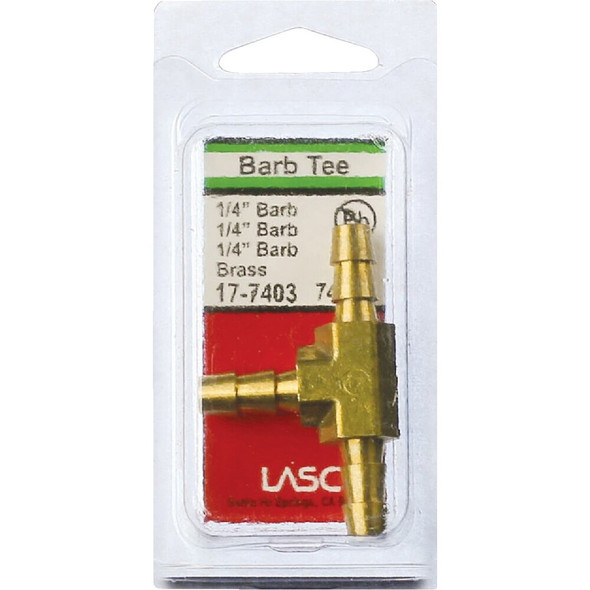 Lasco 1-4 In. Brass Hose Barb Insert Tee 17-7403 402984