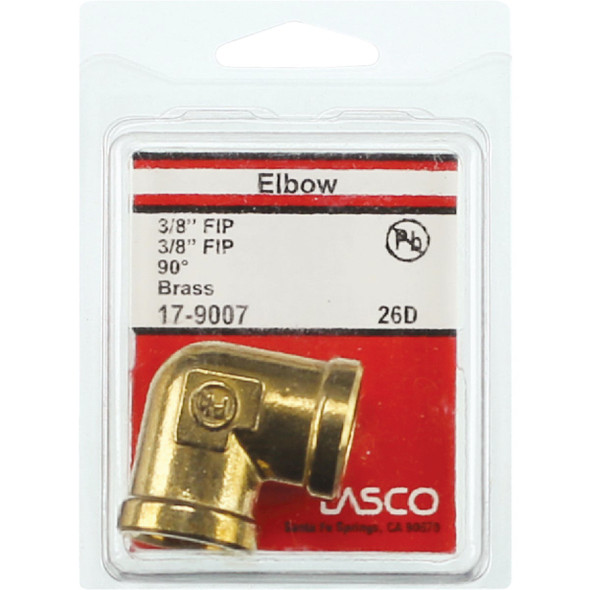 Lasco 3/8 In. FPT X 3/8 In. FPT 90 Deg. Brass Elbow (1/4 Bend) Lasco 3/8 In. FPT X 3/8 In. FPT 90 Deg. Brass Elbow (1/4 Bend)