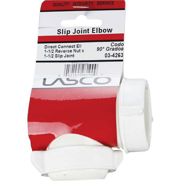 Lasco 1-1/2 In. White Plastic Elbow Lasco 1-1/2 In. White Plastic Elbow