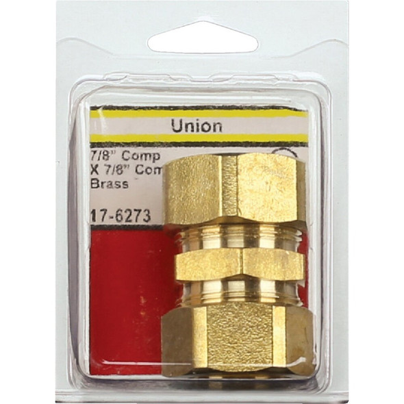 Lasco 7-8 In. x 7-8 In. Brass Compression Union 17-6273 402763