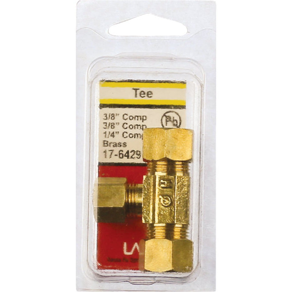 Lasco 3/8 In. x 3/8 In. x 1/4 In. Compression Brass Tee Lasco 3/8 In. x 3/8 In. x 1/4 In. Compression Brass Tee