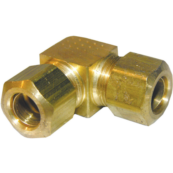 Lasco 3/8 In. 90 Deg. Compression Brass Elbow (1/4 Bend) 17-6531