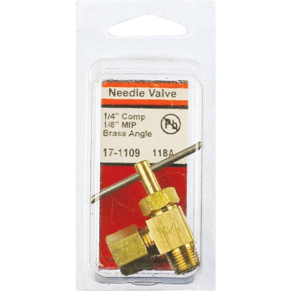 Lasco 1-4 In. C x 1-8 In. MIP Brass Angle Needle Valve 17-1109 402979