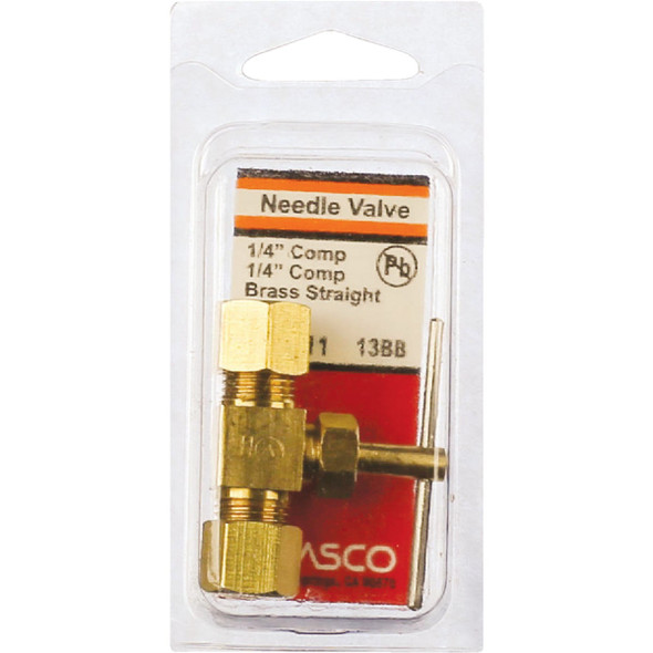 Lasco 1-4 In. C x 1-4 In. C Brass Straight Needle Valve 17-1511 402992