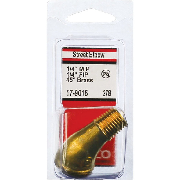 Lasco 1-4 In. FPT x 1-4 In. MPT 45 Deg. Brass Street Elbow (1-8 Bend) 17-9015 402740