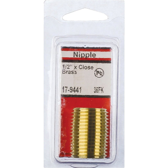 Lasco 1-2 In. x Close Brass Nipple 17-9441 402386
