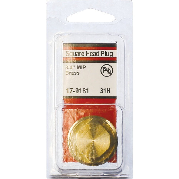 Lasco 3-4 In. MPT Brass Square Head Plug 17-9181 402867