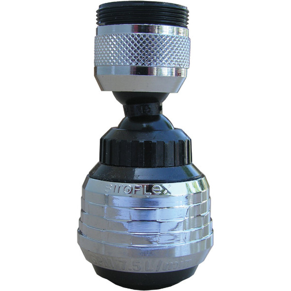 Lasco 1.5 GPM Dual Thread 360 Deg Swivel Spray Aerator, Black & Chrome 09-1231