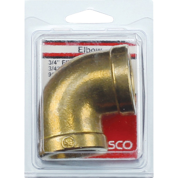 Lasco 3/4 In. FPT X 3/4 In. FPT 90 Deg. Brass Elbow (1/4 Bend) Lasco 3/4 In. FPT X 3/4 In. FPT 90 Deg. Brass Elbow (1/4 Bend)