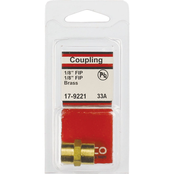 Lasco 1-8 In. FPT x 1-8 In. FPT Yellow Brass Coupling 17-9221 402910