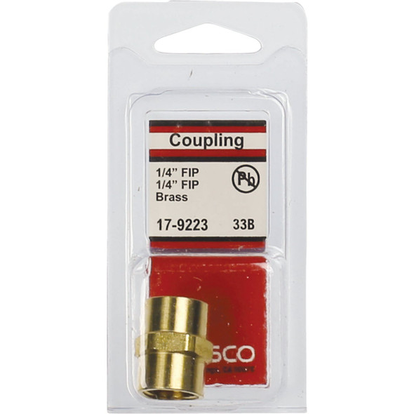 Lasco 1-4 In. FPT x 1-4 In. FPT Yellow Brass Coupling 17-9223 402913