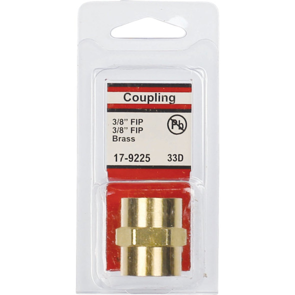 Lasco 3-8 In. FPT x 3-8 In. FPT Yellow Brass Coupling 17-9225 402918