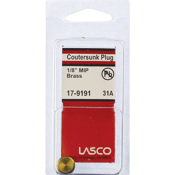Lasco 1-8 In. MPT Brass Countersunk Plug 17-9191 402873