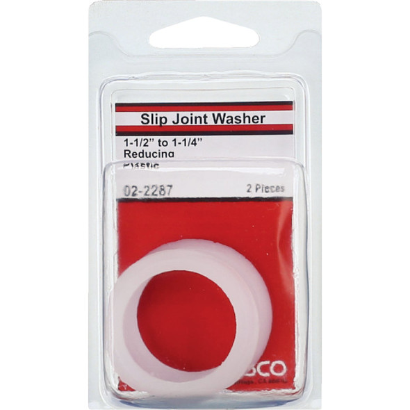 Lasco 1-1-2 In. x 1-1-4 In. White Plastic-Poly Slip Joint Washer (2-Pack) 02-2287 401338