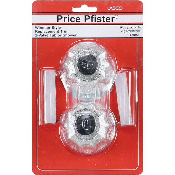 Lasco Price Pfister 2-Valve Round Clear Tub & Shower Handle Kit 01-9051 403191