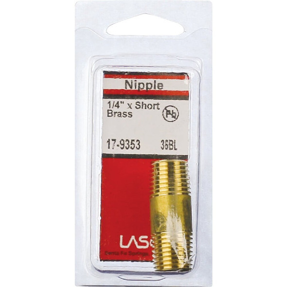 Lasco 1-4 In. MPT x 1-1-2 In. Short Brass Nipple 17-9353 402356
