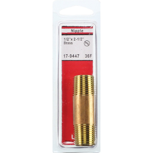 Lasco 1-2 In. x 2-1-2 In. Brass Nipple 17-9447 402414