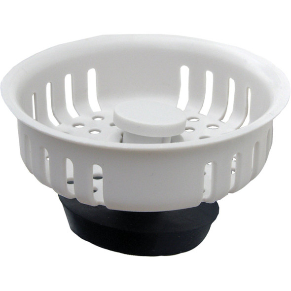 Lasco 3-3/8 In. White Duo Basket Strainer Stopper 03-1301