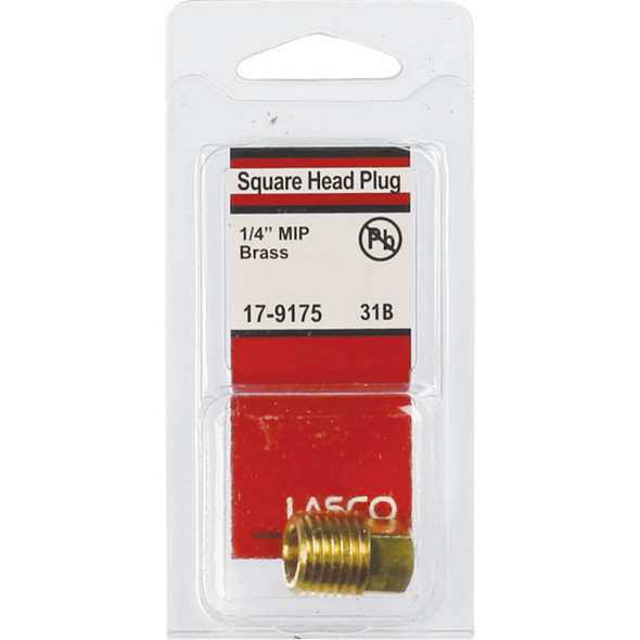Lasco 1-4 In. MPT Brass Square Head Plug 17-9175 402855