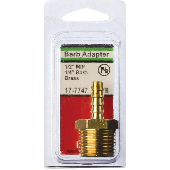 Lasco 1-2 In. MPT x 1-4 In. Brass Hose Barb Adapter 17-7747 402500