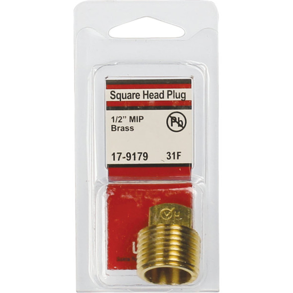 Lasco 1-2 In. MPT Brass Square Head Plug 17-9179 402864