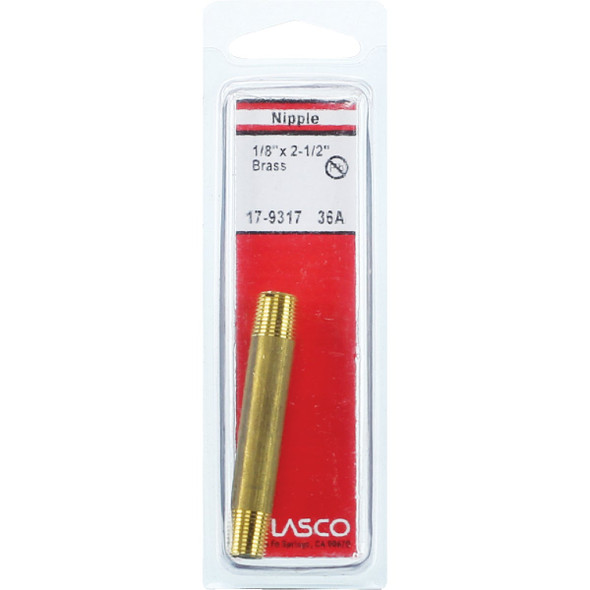 Lasco 1/8 In. x 2-1/2 In. Brass Nipple Lasco 1/8 In. x 2-1/2 In. Brass Nipple
