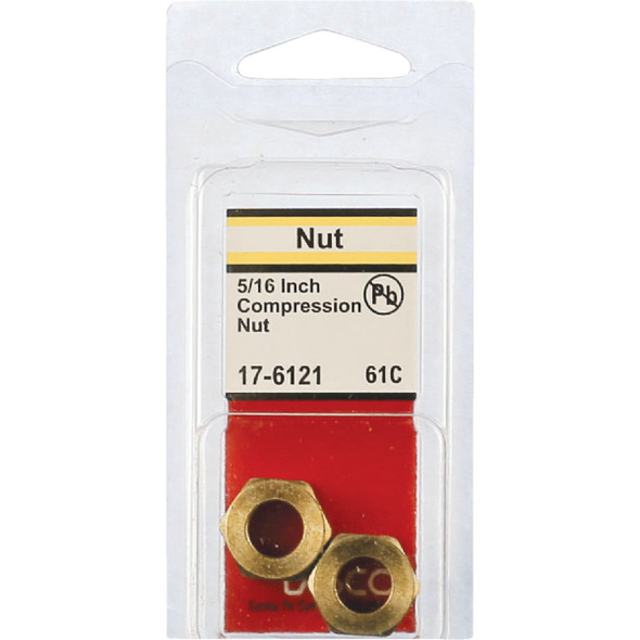Lasco 5-16 In. Brass Compression Nut (2-Pack) 17-6121 402663