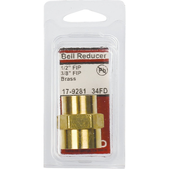 Lasco 1-2 In. FPT x 3-8 In. FPT Yellow Brass Reducing Coupling 17-9281 403011