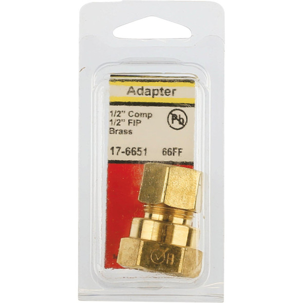 Lasco 1/2 In. C x 1/2 In. FPT Brass Compression Adapter Lasco 1/2 In. C x 1/2 In. FPT Brass Compression Adapter